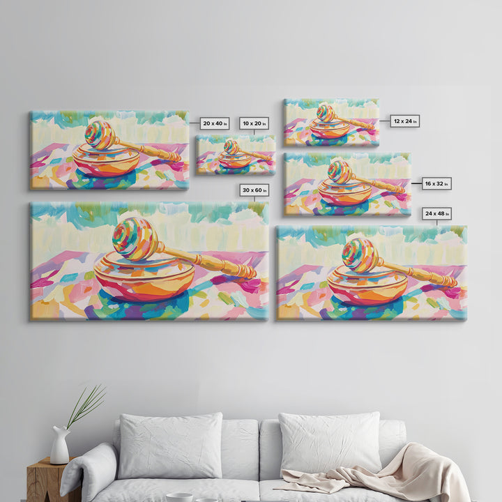 Rainbow Maraca On Painted Bowl Canvas Print, Colorful Music Room Wall Art, Whimsical Nursery Decor And Playroom Art Gift