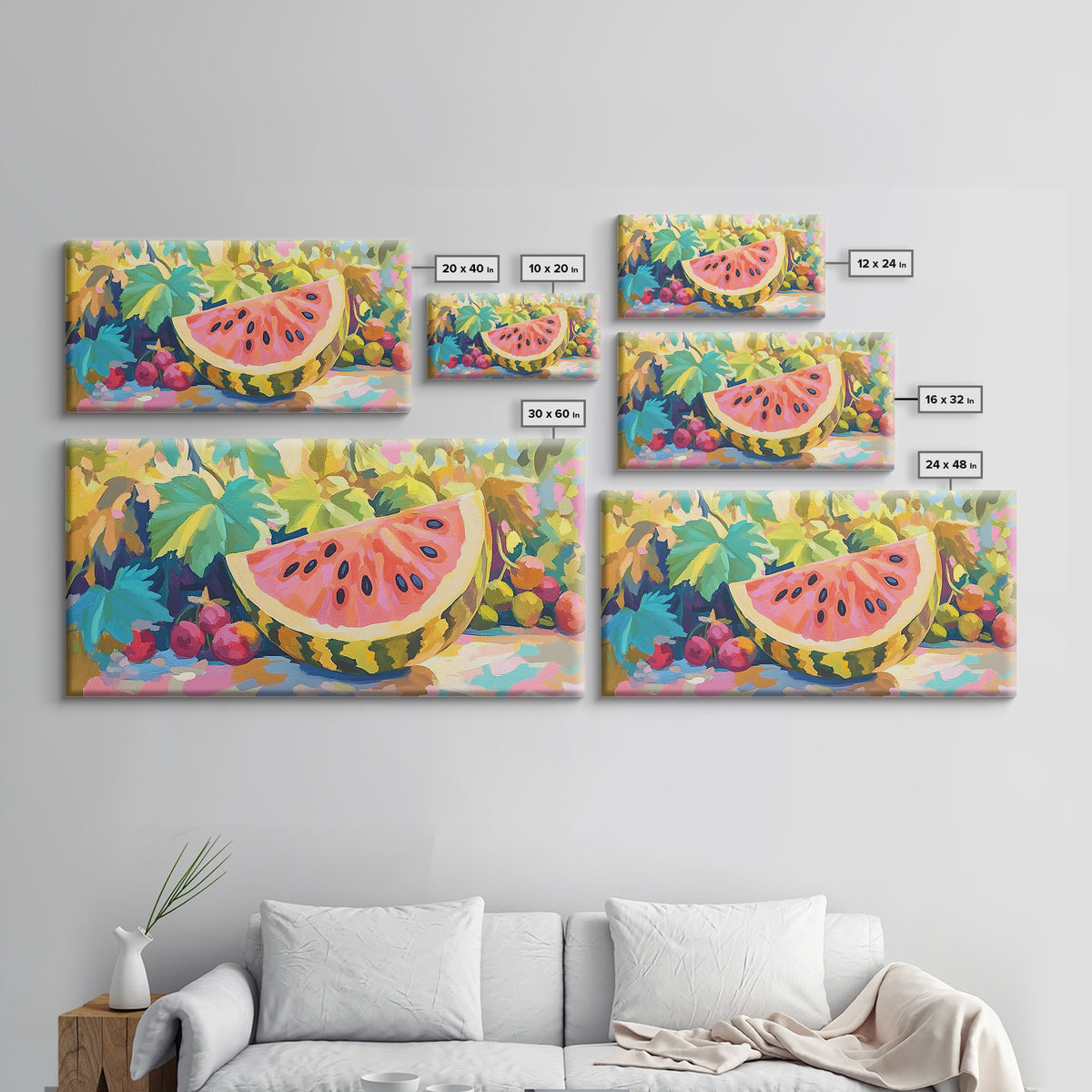 Juicy Watermelon Slice Canvas Print, Colorful Kitchen Wall Art, Summer Fruit Poster, Dining Room Decor, Food Lover Gift Idea