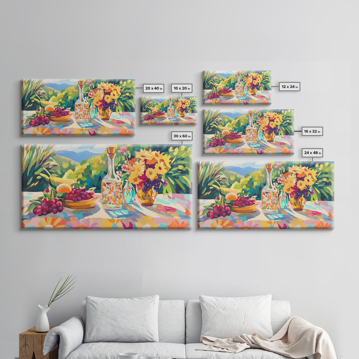 Sunlit Grapes And Wine Framed Canvas Print, Vineyard Kitchen Wall Art, French Country Decor, Dining Room Art, Hostess Gift