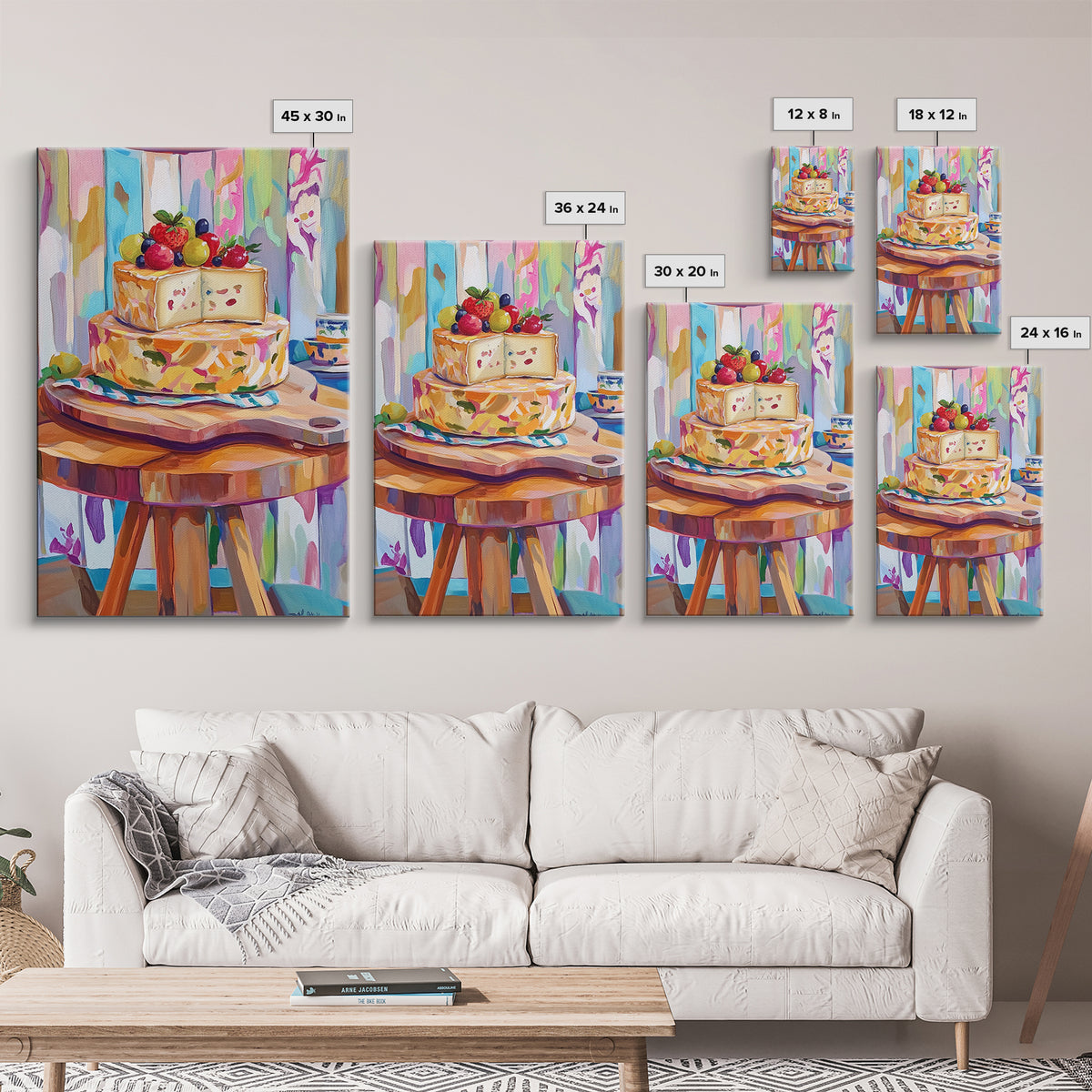 Cheese Board Still Life With Berries Canvas Print, Colorful Kitchen Wall Art, Eclectic Home Decor, Foodie Housewarming Gift