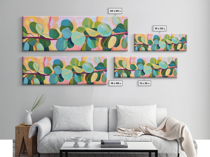 Fresh Eucalyptus Branch Wall Art, Botanical Canvas Print, Green Nature Decor, Minimalist Living Room Wall Decor Gift For Her