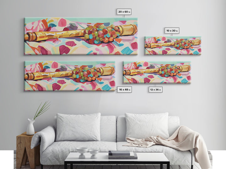 Golden Rolling Pin With Grapes Still Life Wall Art, French Kitchen Canvas Print, Wine Decor, Food Lover Housewarming Gift
