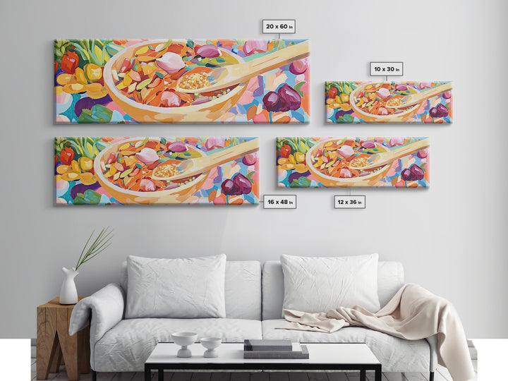 Colorful Kitchen Spice Bowl Canvas Print, Whimsical Food Wall Art, Bright Dining Room Decor, Chef Gift, Housewarming Gift