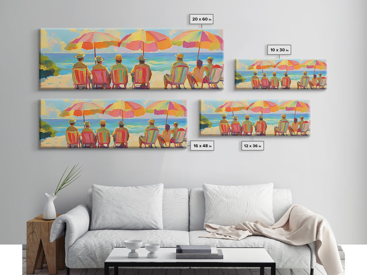 Beach Umbrellas With Seaside Chairs Wall Art, Coastal Canvas Print, Summer Beach Decor, Beach House Living Room Art, Ocean Wall Decor
