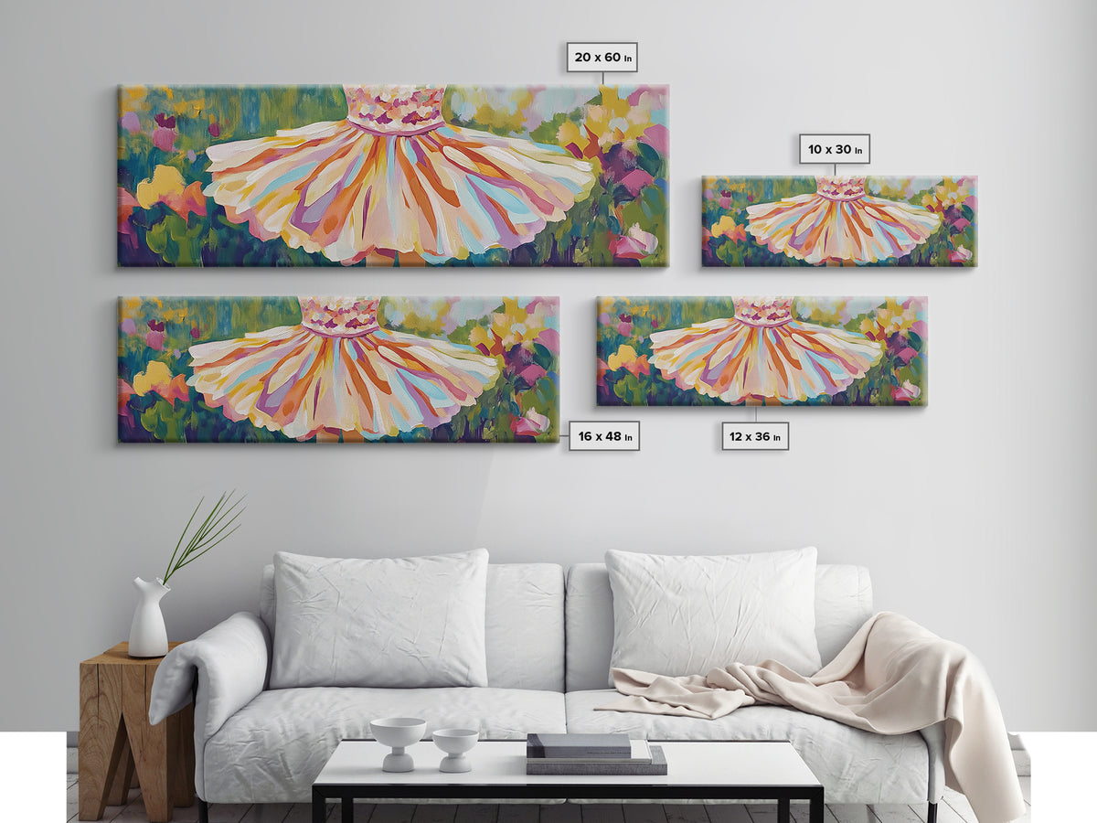 Twirl Dress In Blooming Garden Wall Art, Feminine Canvas Print, Whimsical Floral Decor, Girls Room Art, Gift For Her, Spring Decor