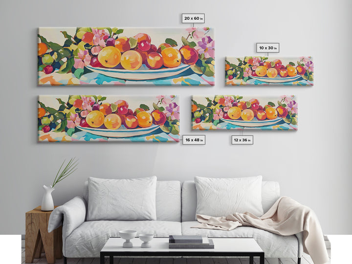 Bright Citrus Fruit Platter Canvas Print, Colorful Kitchen Wall Art, Farmhouse Dining Room Decor, Foodie Gift, Art Print