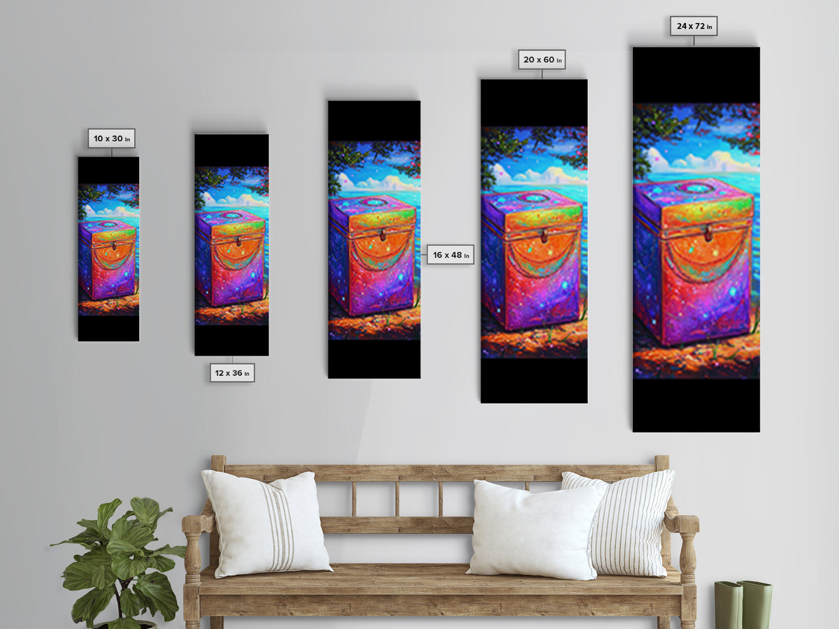 Rainbow Treasure Chest By Tropical Ocean Wall Art, Colorful Coastal Canvas Print, Beach House Decor And Unique Gift Idea