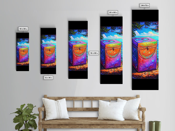 Rainbow Treasure Chest By Tropical Ocean Wall Art, Colorful Coastal Canvas Print, Beach House Decor And Unique Gift Idea