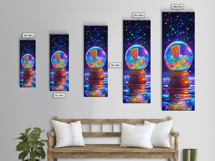 Whimsical Snow Globe With Retro Remote Canvas Print, Surreal Wall Art, Dopamine Decor, Colorful Wall Art, Unique Gift Idea