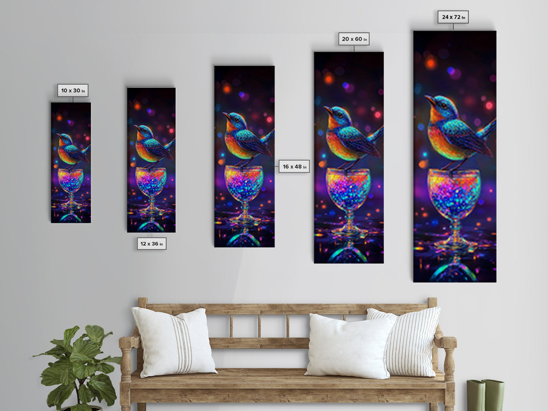 Radiant Blue Bird On Sparkling Glass Wall Art, Colorful Canvas Print, Animal Wall Art, Whimsical Decor, Bird Lover Gift, Nature Art