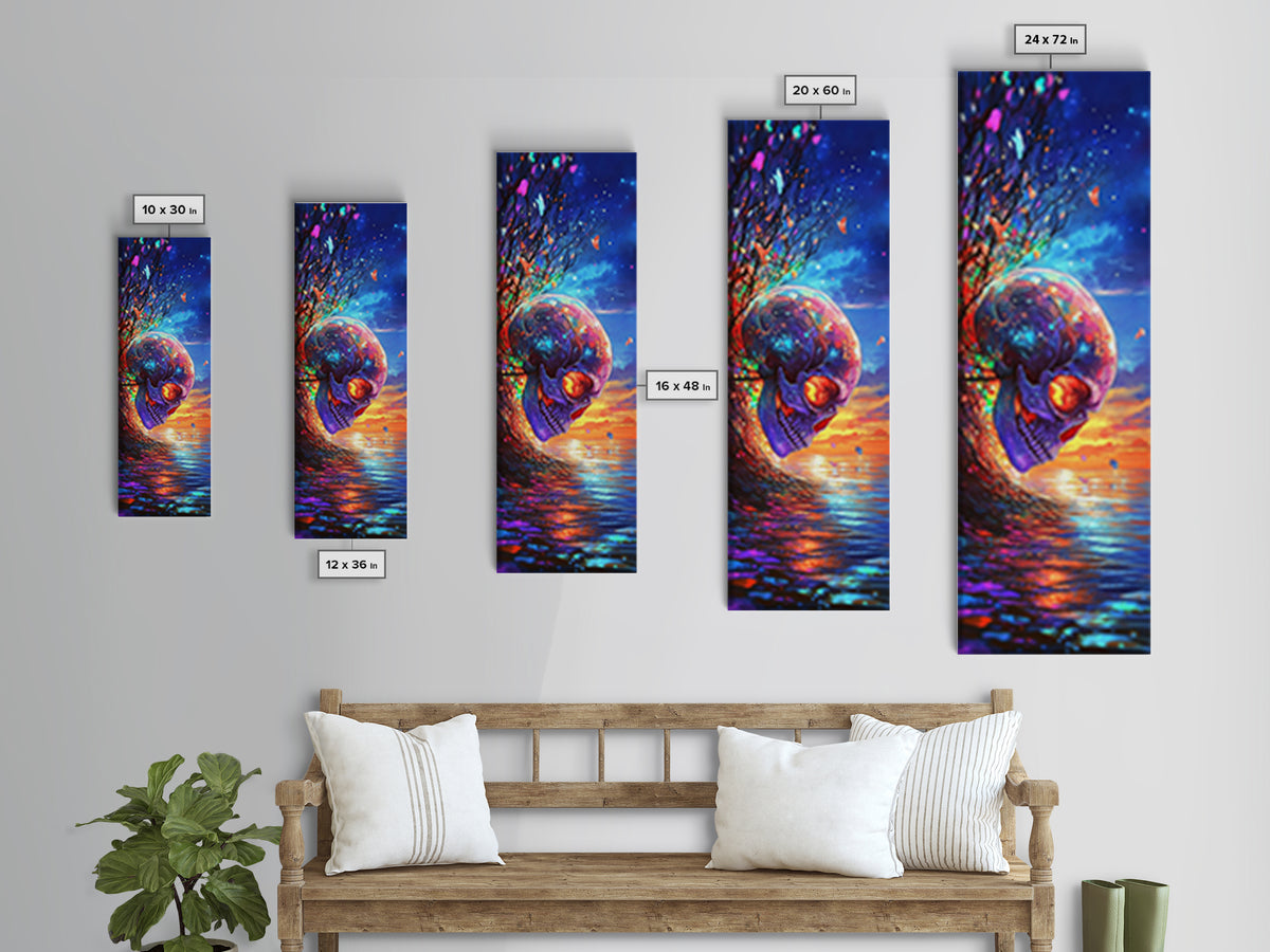 Surreal Ocean Sunset Skull Wall Art, Dark Fantasy Art, Gothic Decor, Moody Coastal Artwork, Unique Gift For Him, Statement Wall Decor