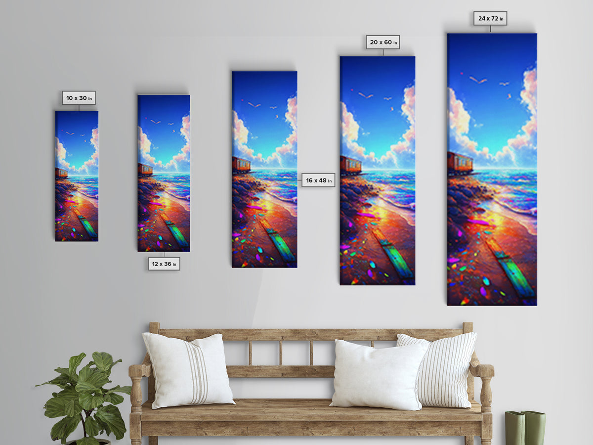 Sunlit Beach Path Wall Art, Coastal Ocean Sunset Canvas Print, Seaside Wall Decor, Beach House Decor, Living Room Art Print