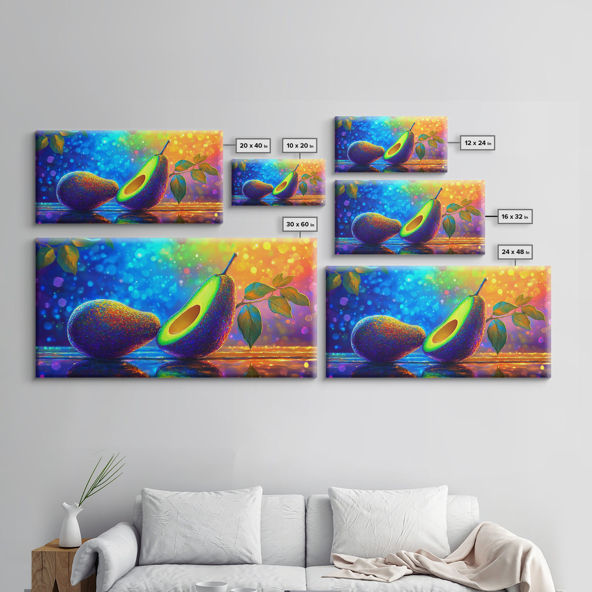 Vibrant Avocado Still Life Canvas Print, Colorful Kitchen Wall Art, Foodie Home Decor, Modern Fruit Art, Housewarming Gift