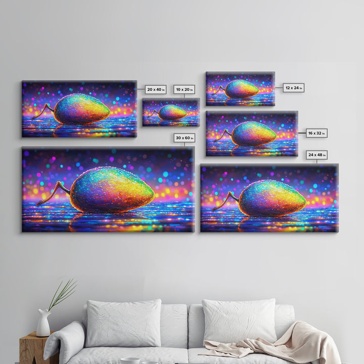 Rainbow Computer Mouse Wall Art, Neon Tech Canvas Print, Gamer Room Decor, Cyberpunk Office Art Gift For Programmers Home Decor