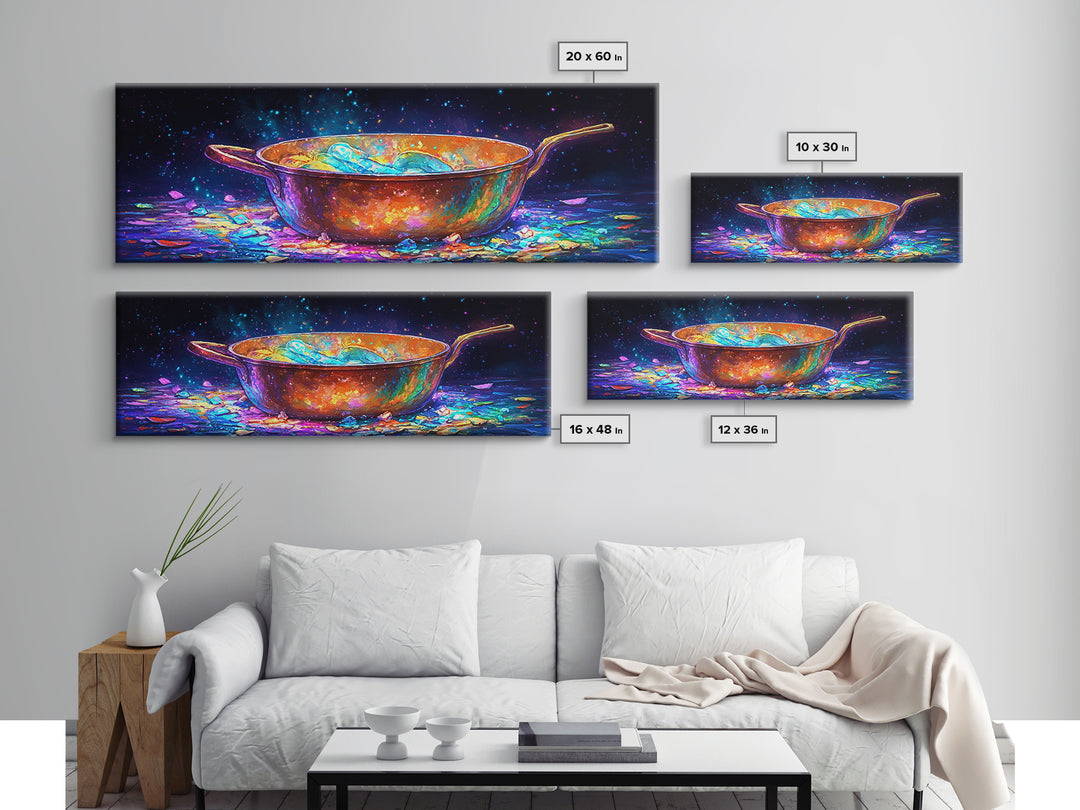Glowing Copper Pan With Shimmering Water Canvas Print, Kitchen Wall Art, Rustic Kitchen Decor, Foodie Gift, Dining Room Prints