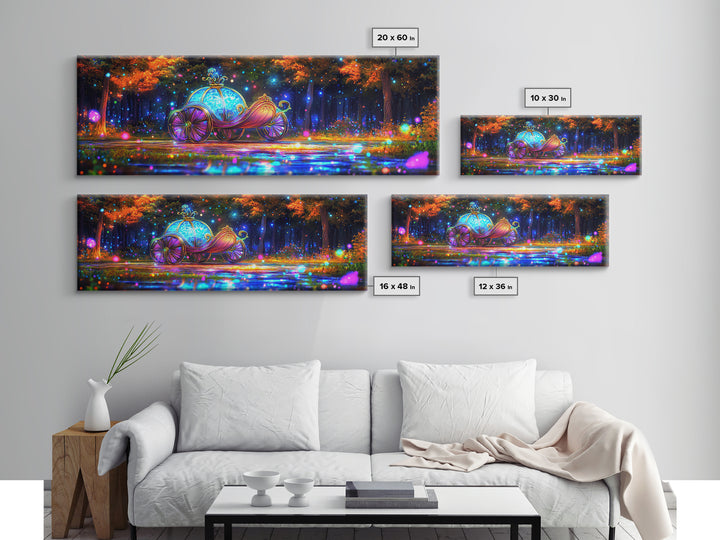 Enchanted Pumpkin Carriage Wall Art, Fairy Tale Canvas Print, Whimsical Nursery Decor, Magical Forest Fantasy Artwork For Girls Room