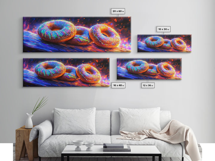 Sparkling Donuts On Rustic Wood Canvas Print, Bakery Wall Art, Cute Kitchen Decor, Dessert Art Print, Food Lover Gift And Cafe Decor