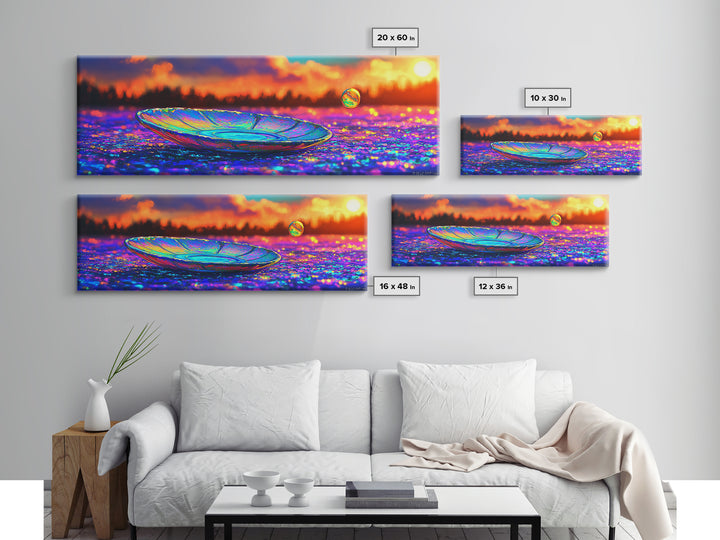 Iridescent Glass Plate At Sunset Canvas Print, Abstract Still Life Wall Art, Colorful Home Decor, Modern Kitchen Art Print