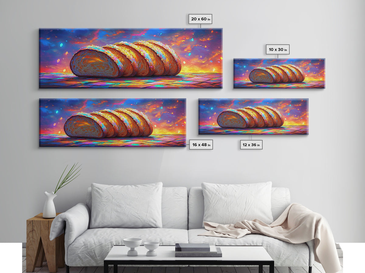 Golden Sliced Bread Loaf At Sunset Wall Art, Bakery Wall Art, Kitchen Decor, Foodie Gift, Rustic Kitchen Art Print, Cafe Wall Decor