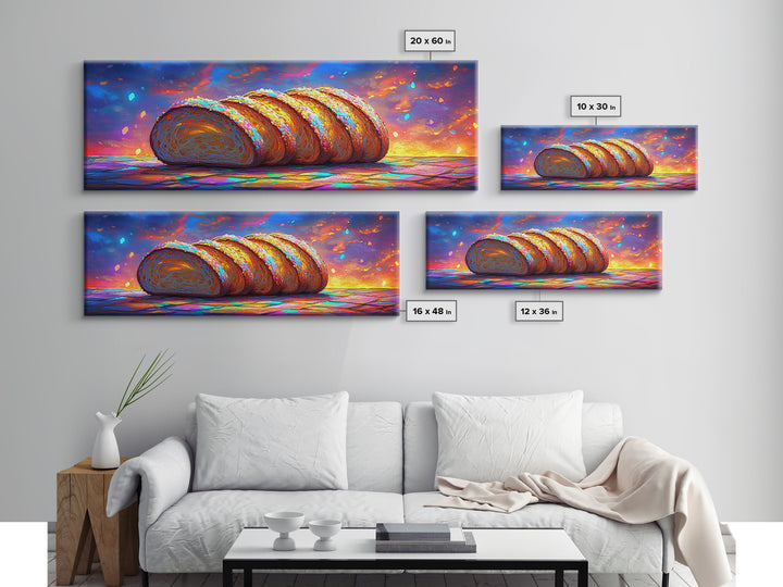 Golden Sliced Bread Loaf At Sunset Wall Art, Bakery Wall Art, Kitchen Decor, Foodie Gift, Rustic Kitchen Art Print, Cafe Wall Decor