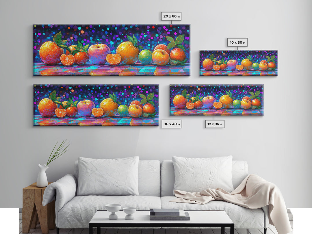 Vibrant Citrus And Apple Still Life Framed Canvas Print, Colorful Kitchen Wall Art, Fruit Art, Modern Home Decor, Foodie Gift