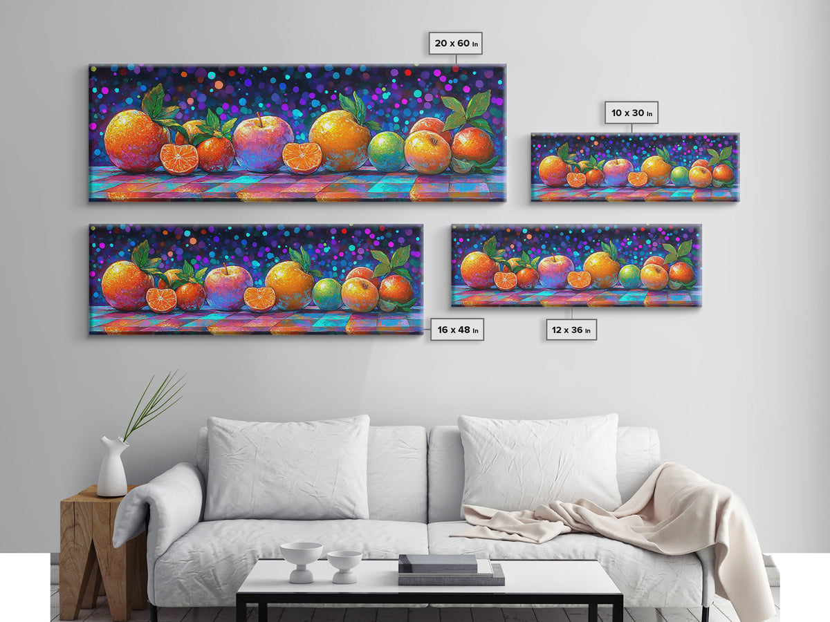 Vibrant Citrus And Apple Still Life Framed Canvas Print, Colorful Kitchen Wall Art, Fruit Art, Modern Home Decor, Foodie Gift