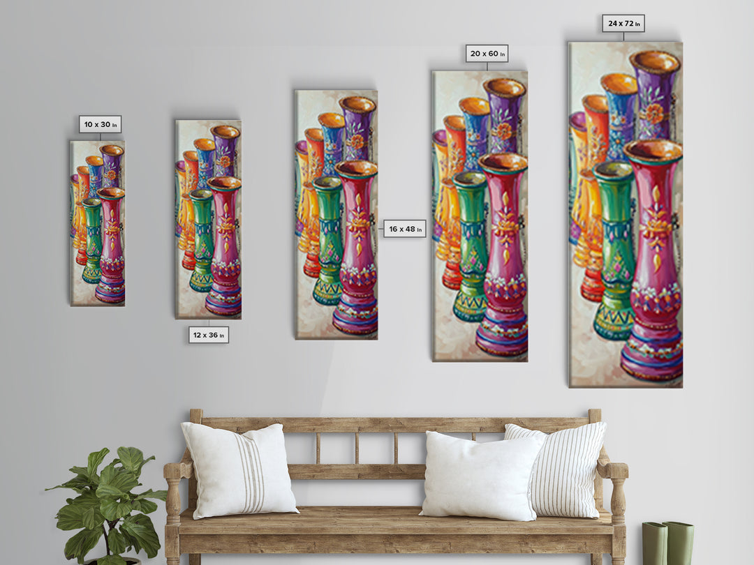 Colorful Painted Western Boot Vases Wall Art, Boho Southwestern Decor, Eclectic Farmhouse Canvas Print, Living Room Gift