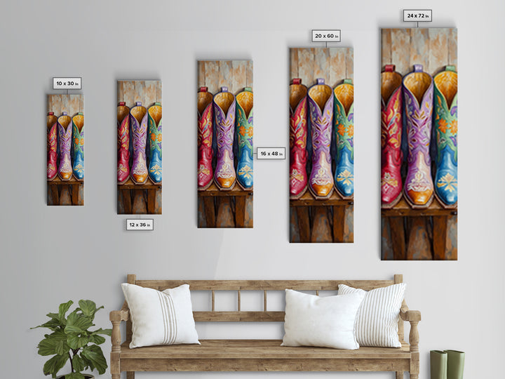Close Up Floral Cowboy Boots Canvas Print, Western Wall Art, Cowgirl Decor, Southwestern Decor, Rustic Home Decor, Gift For Her