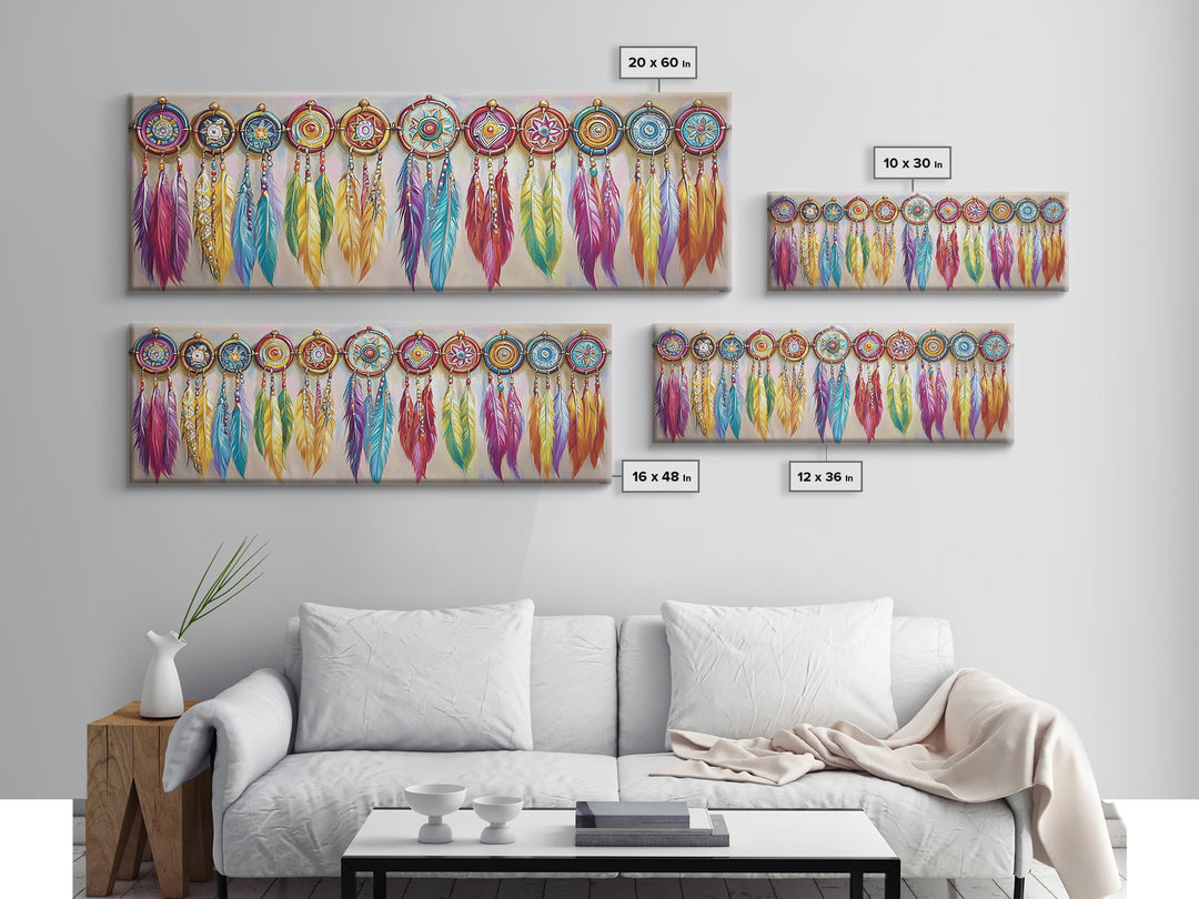Colorful Dreamcatcher Feather Wall Art, Boho Western Decor, Southwestern Nursery Print, Vibrant Tribal Housewarming Gift