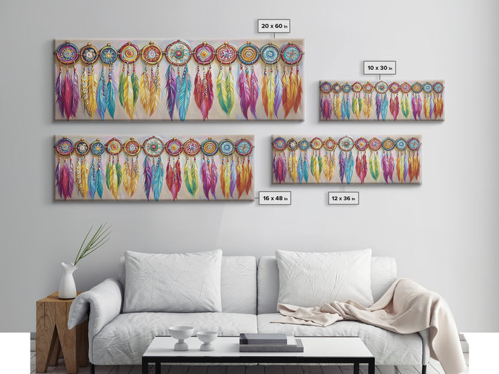 Colorful Dreamcatcher Feather Wall Art, Boho Western Decor, Southwestern Nursery Print, Vibrant Tribal Housewarming Gift
