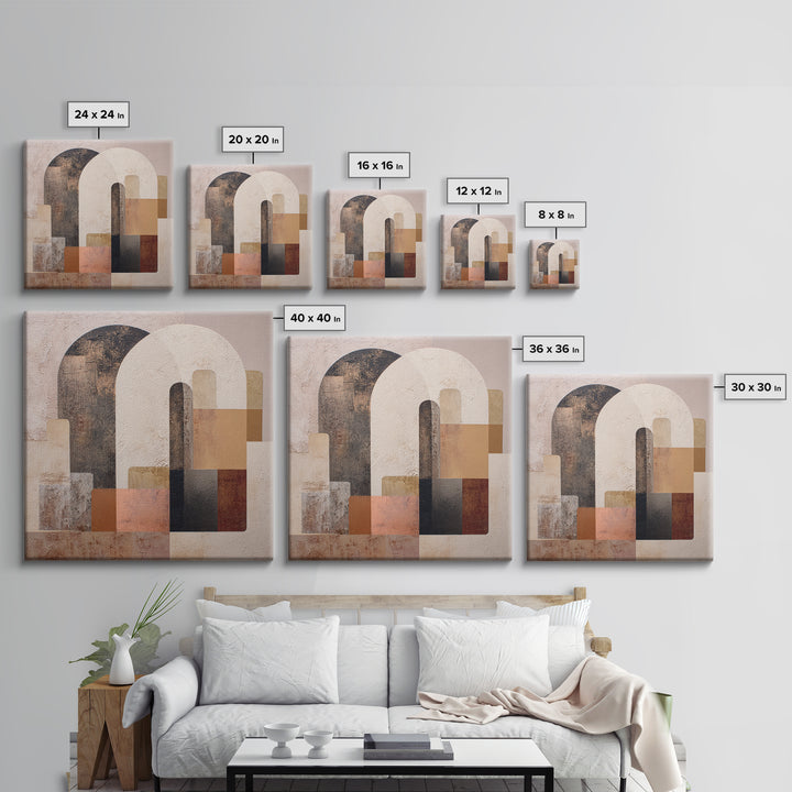 Neutral Abstract Arches Framed Canvas Print, Above Bed Art, Above Bed Decor, Bedroom Decor, Abstract Art, Serenity, ABA-1x1-100