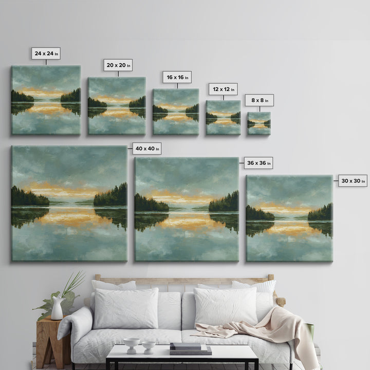 Calming Lake Reflection Framed Canvas Print, Above Bed Art, Textured Wall Art, Bedroom Decor, Fine Art, Serenity, Western Decor, ABA-1x1-11