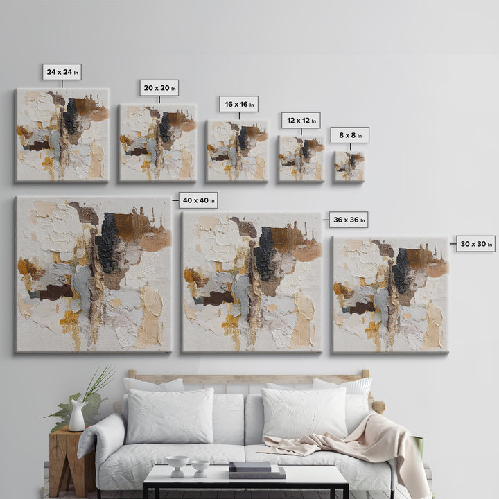 Warm Taupe Abstract Waves Canvas Print, Above Bed Art, Bedroom Decor, Abstract Art, Serenity, Living Room Wall Art, ABA-1x1-15