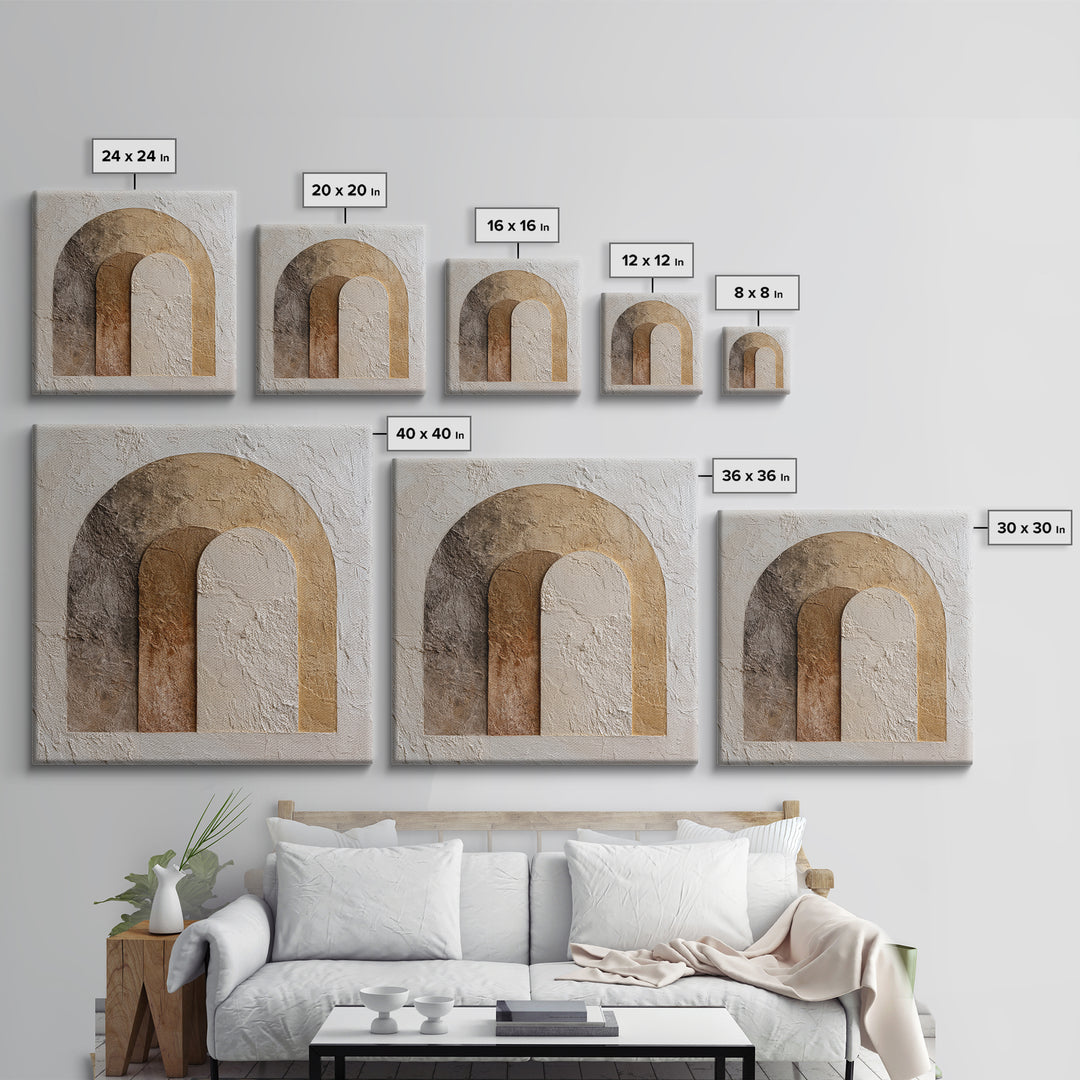 Neutral Abstract Arches Framed Canvas Print, Above Bed Art, Dorm Decor, Bedroom Decor, Fine Art, Serenity, Dopamine Decor, ABA-1x1-28