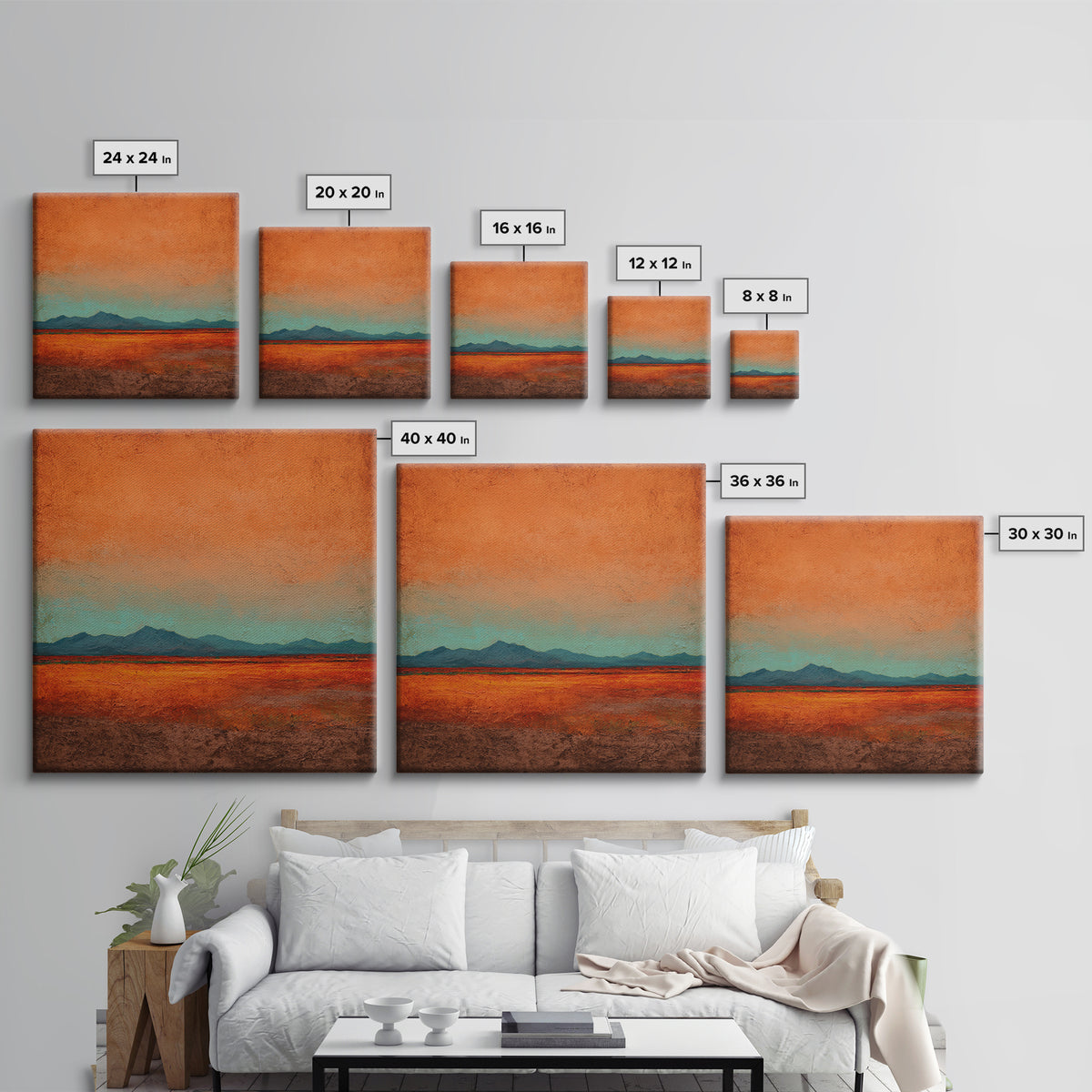 Dreamy Desert Sunset Canvas Print, Above Bed Art, Whimsical Decor, Bedroom Decor, Fine Art, Serenity, Bedroom Wall Decor, ABA-1x1-31