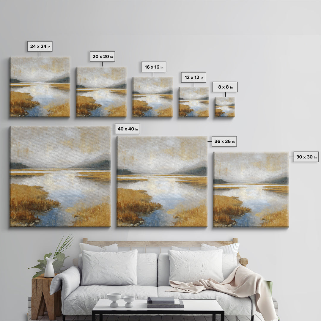 Calming Lake Reflection Canvas Print, Above Bed Art, Boho Wall Art, Bedroom Decor, Fine Art, Serenity, Above Bed Decor, ABA-1x1-35
