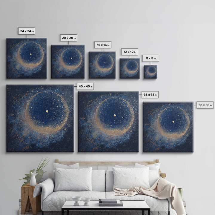 Subtle Celestial Scene Framed Canvas Print, Above Bed Art, Above Bed Decor, Bedroom Decor, Oil Painting, Serenity, ABA-1x1-37
