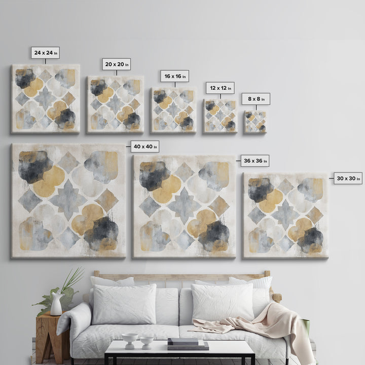 Japandi Ink Shapes Framed Canvas Print, Above Bed Art, Boho Wall Decor, Bedroom Decor, Fine Art, Serenity, Fine Art Print, ABA-1x1-42