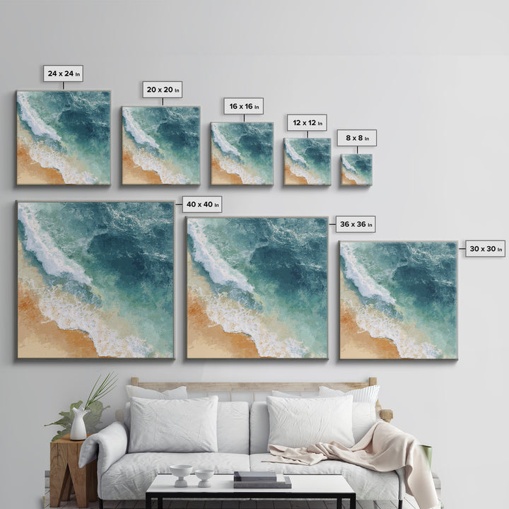 Serene Ocean Tide Seen from Above Canvas Print, Above Bed Art, Gallery Decor, Bedroom Decor, Fine Art, Serenity, Wall Art, ABA-1x1-45
