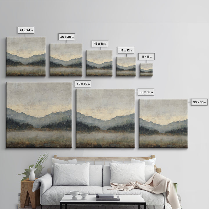 Panoramic Misty Mountain Landscape Canvas Print, Above Bed Art, Neutral Decor, Bedroom Decor, Fine Art, Serenity, Wall Decor, ABA-1x1-49