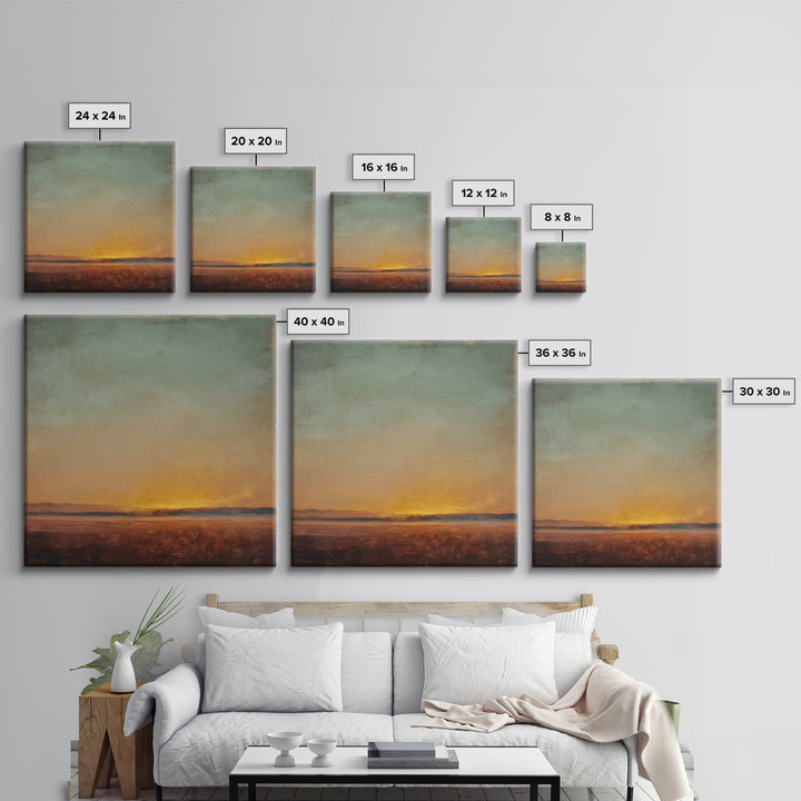 Dreamy Desert Sunset Canvas Print, Above Bed Art, 3 Piece Wall Art, Bedroom Decor, Watercolor Art, Serenity, Textured Painting, ABA-1x1-55