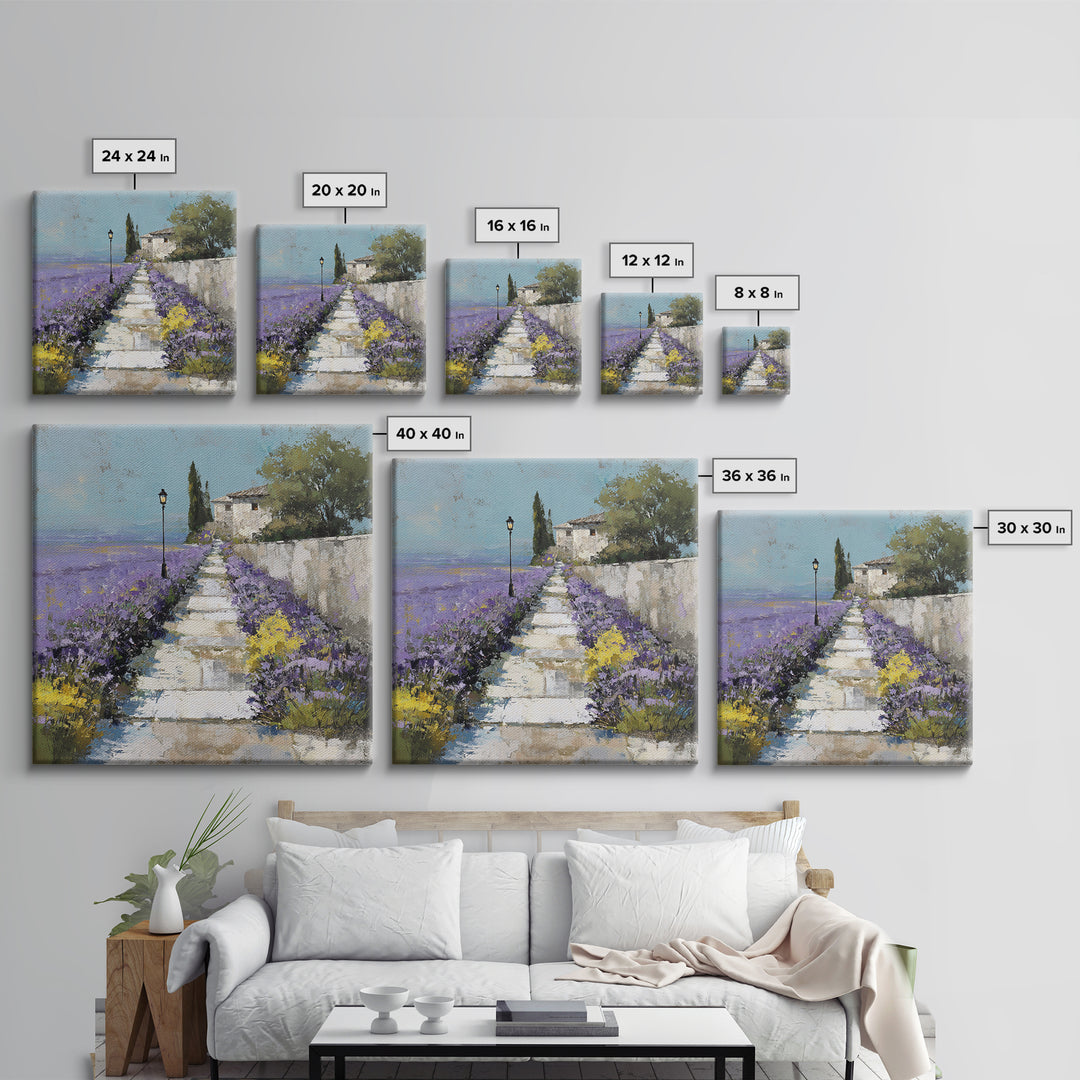 Oversized Lavender Field Framed Canvas Print, Above Bed Art, Home Decor, Bedroom Decor, Fine Art, Serenity, Contemporary Art, ABA-1x1-67