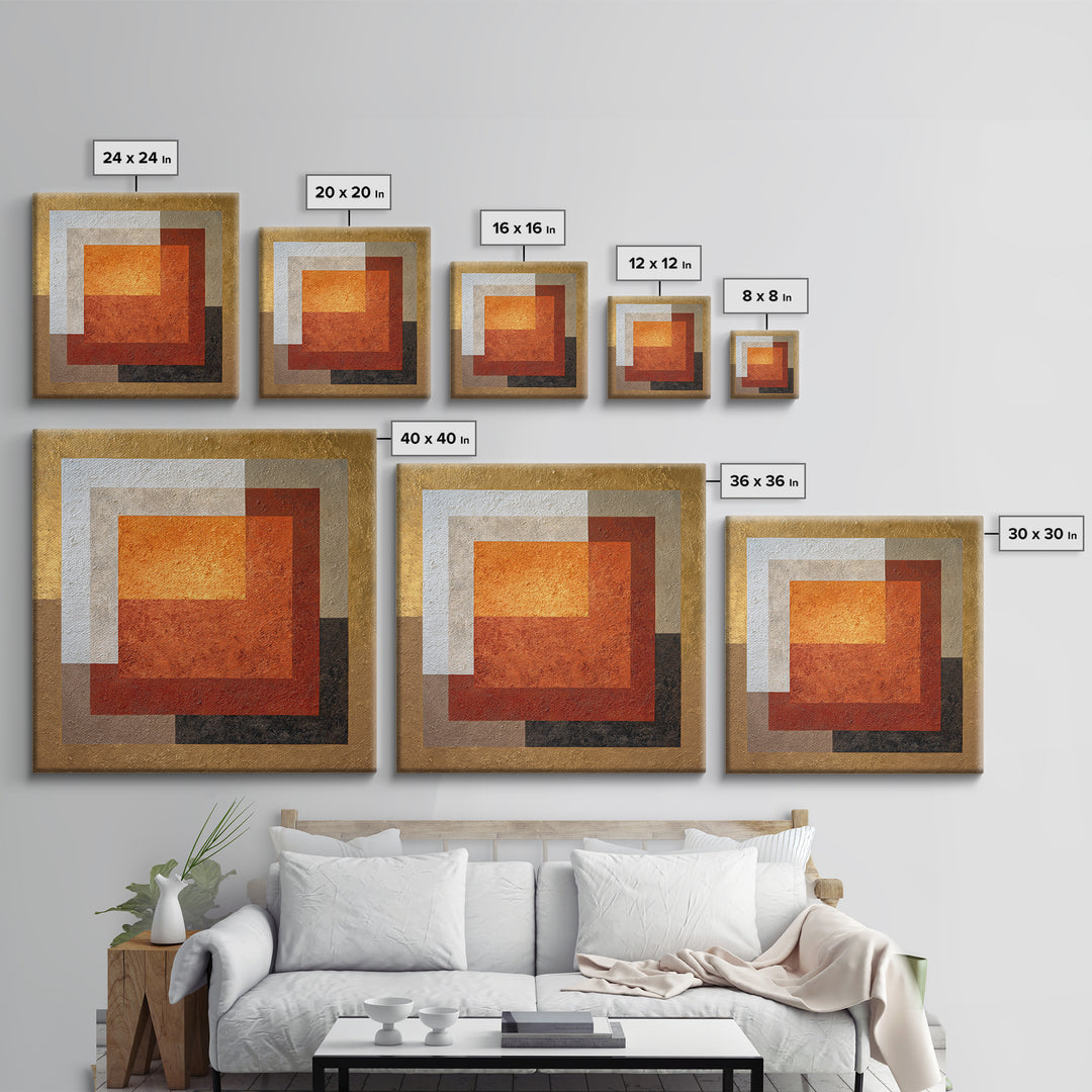 Abstract Sunrise Geometry Framed Canvas Print, Above Bed Art, Boho Wall Decor, Bedroom Decor, Serenity, Fine Art Print, ABA-1x1-68