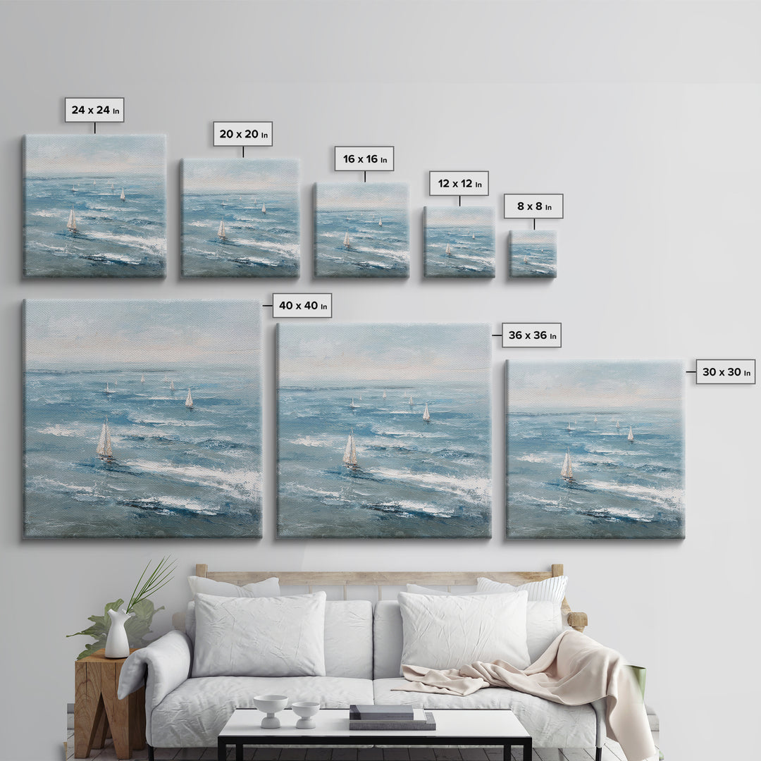 Serene Ocean Tide Seen from Above Canvas Print, Above Bed Art, Gallery Decor, Bedroom Decor, Fine Art, Serenity, Wall Art, ABA-1x1-69