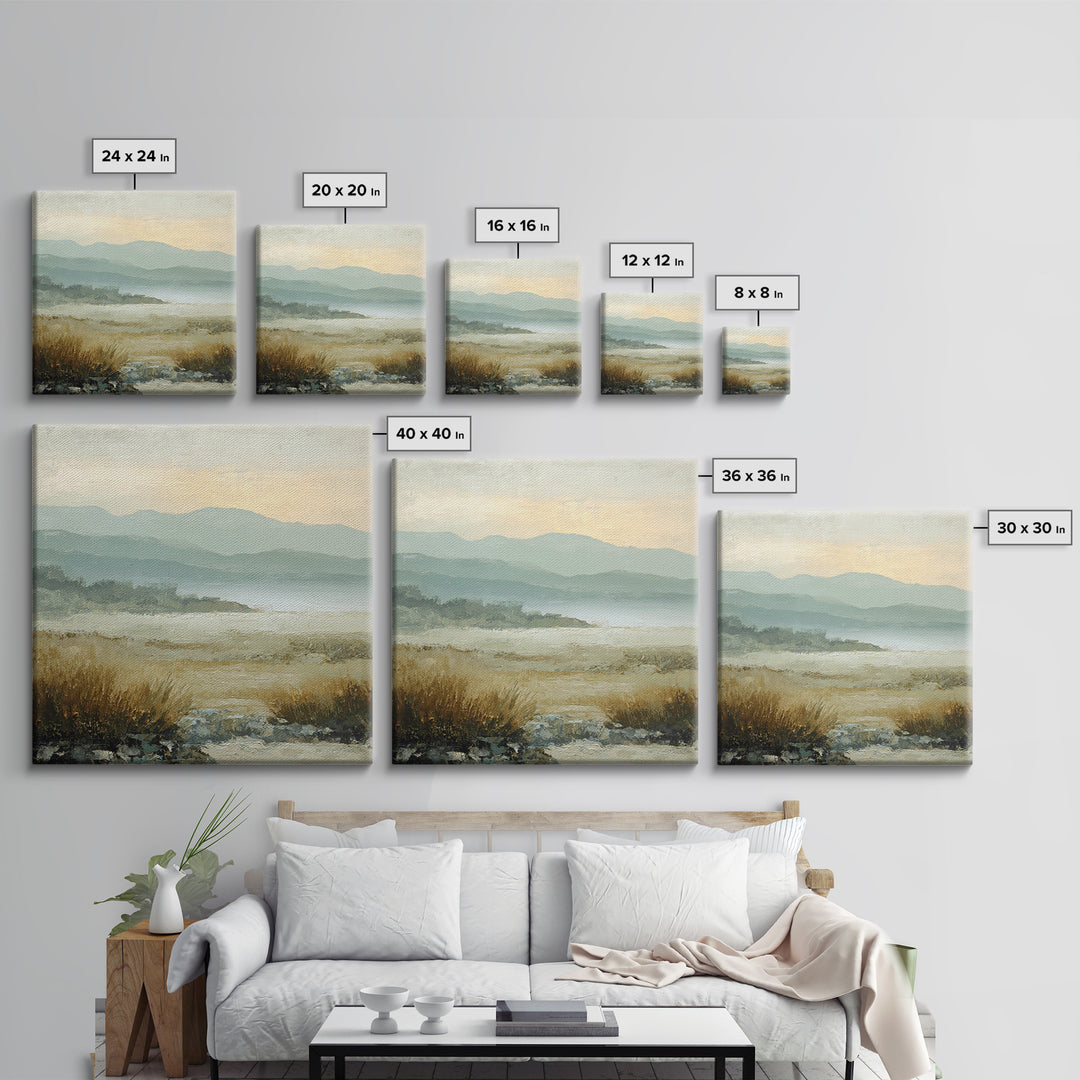 Panoramic Misty Mountain Landscape Canvas Print, Above Bed Art, Wall Art, Bedroom Decor, Fine Art, Serenity, Digital Print, ABA-1x1-97