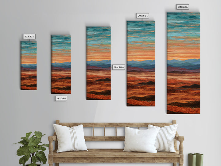Dreamy Desert Sunset Framed Canvas Print, Above Bed Art, Digital Prints, Bedroom Decor, Oil Painting, Serenity, Printable Art, ABA-1x3-19
