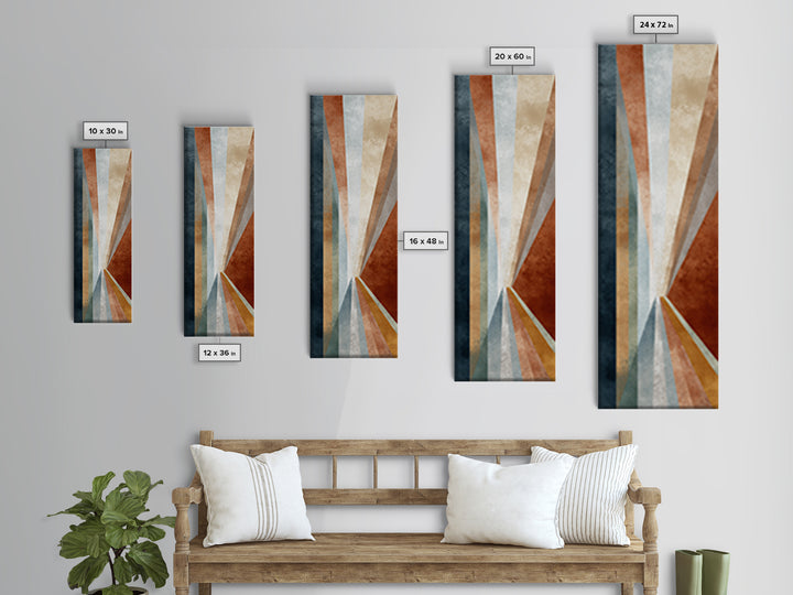 Abstract Sunrise Geometry Canvas Print, Above Bed Art, Textured Painting, Bedroom Decor, Abstract Art, Serenity, Original Art, ABA-1x3-32