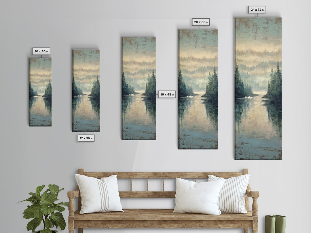 Paired Swans in a Dreamy Painterly Lake Canvas Print, Above Bed Art, Living Room Wall Art, Bedroom Decor, Serenity, Wall Decor, ABA-1x3-34