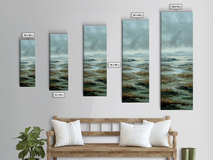 Tranquil Cloudscape with Blush Undertones Canvas Print, Above Bed Art, Horizontal Wall Art, Bedroom Decor, Fine Art, Serenity, ABA-1x3-41