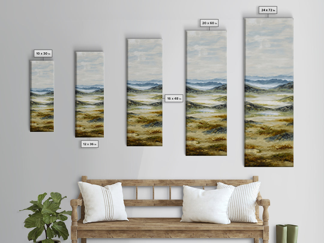 Soft Alpine Horizon Canvas Print, Above Bed Art, Digital Art, Bedroom Decor, Serenity, Living Room Decor, Whimsical Decor, ABA-1x3-60
